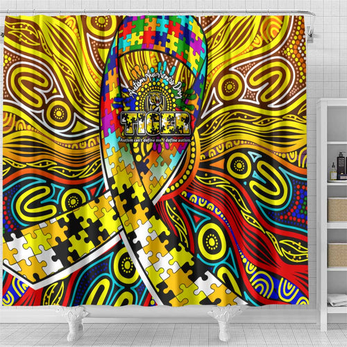 Autism Awareness Australia Richmond Tiger Shower Curtain Aboriginal Indigenous Art