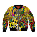 Autism Awareness Australia Richmond Tiger Sleeve Zip Bomber Jacket Aboriginal Indigenous Art
