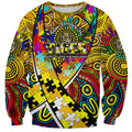 Autism Awareness Australia Richmond Tiger Sweatshirt Aboriginal Indigenous Art