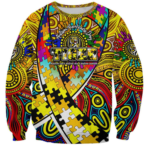 Autism Awareness Australia Richmond Tiger Sweatshirt Aboriginal Indigenous Art