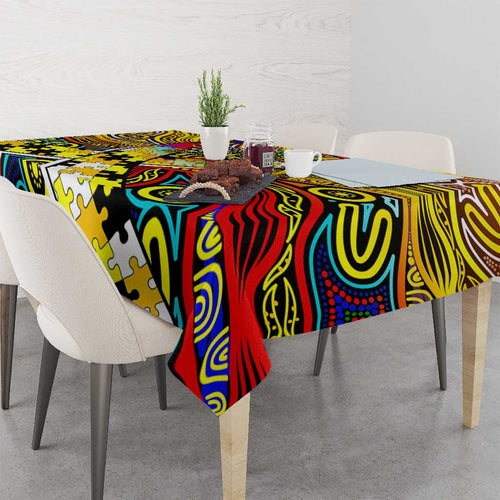 Autism Awareness Australia Richmond Tiger Tablecloth Aboriginal Indigenous Art