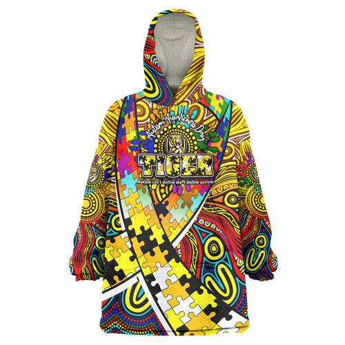 Autism Awareness Australia Richmond Tiger Wearable Blanket Hoodie Aboriginal Indigenous Art