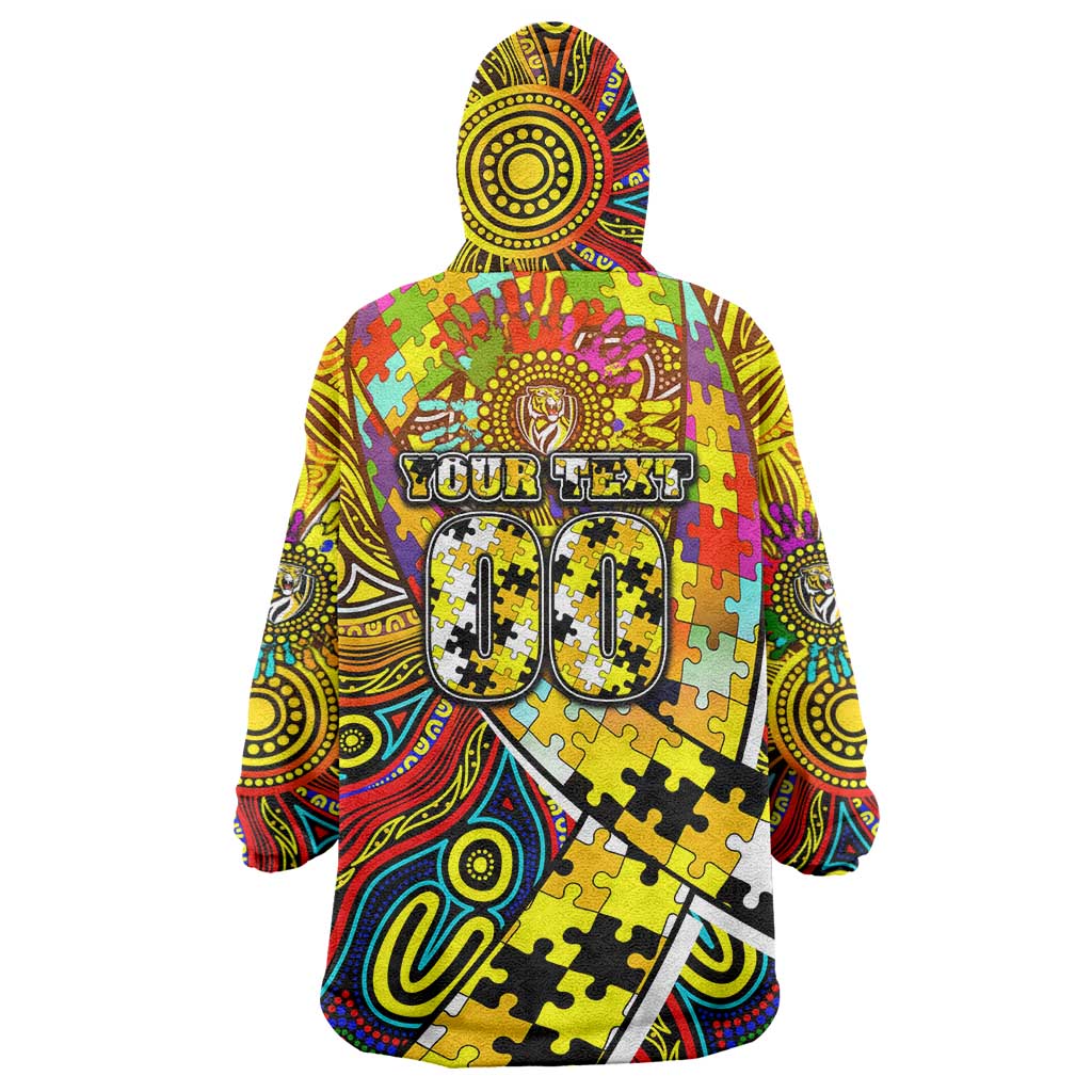 Autism Awareness Australia Richmond Tiger Wearable Blanket Hoodie Aboriginal Indigenous Art