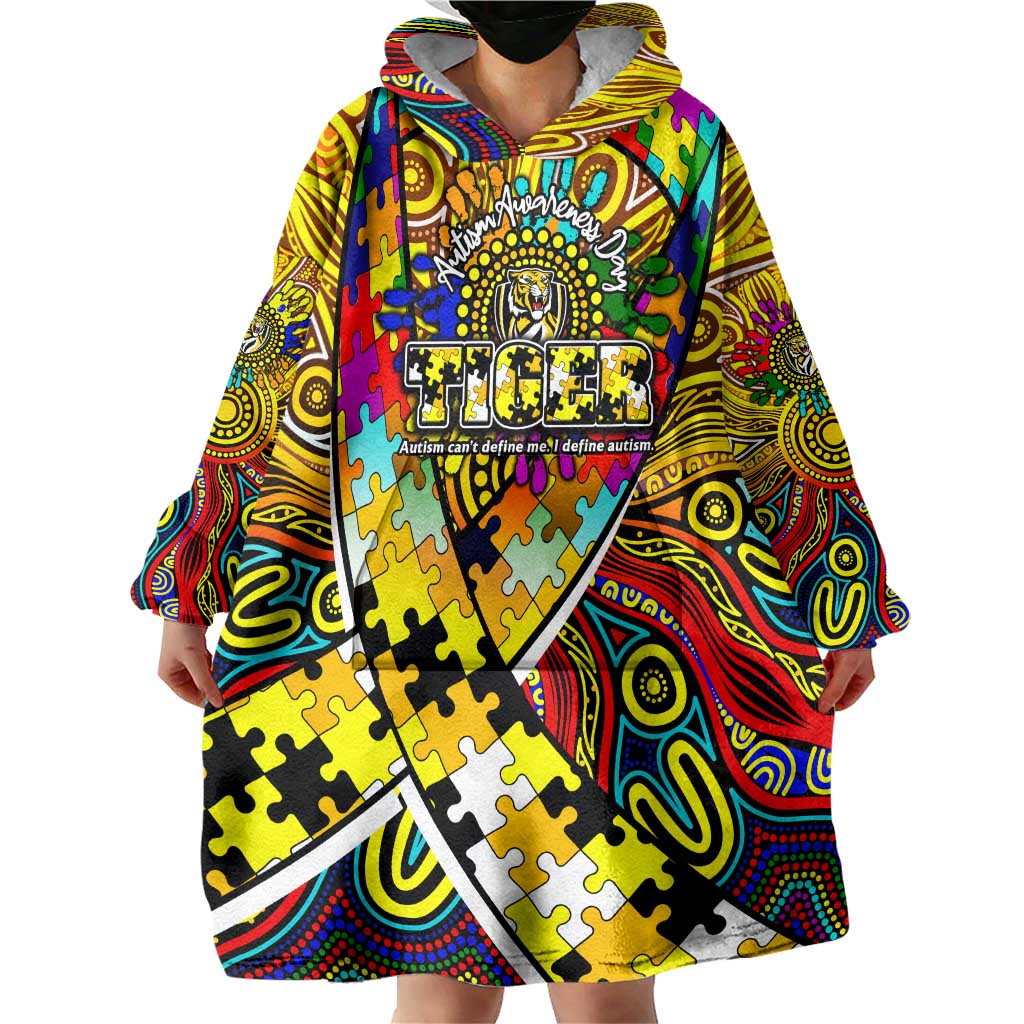 Autism Awareness Australia Richmond Tiger Wearable Blanket Hoodie Aboriginal Indigenous Art