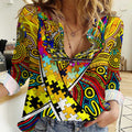 Autism Awareness Australia Richmond Tiger Women Casual Shirt Aboriginal Indigenous Art