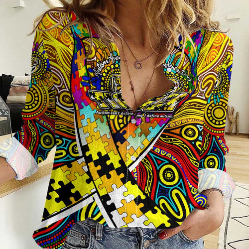 Autism Awareness Australia Richmond Tiger Women Casual Shirt Aboriginal Indigenous Art