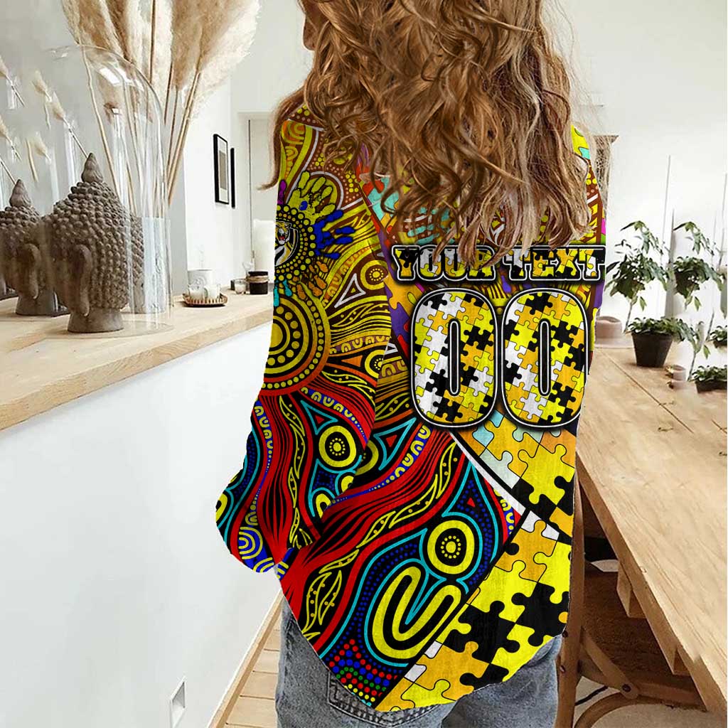 Autism Awareness Australia Richmond Tiger Women Casual Shirt Aboriginal Indigenous Art