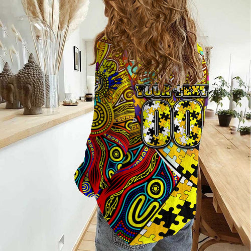 Autism Awareness Australia Richmond Tiger Women Casual Shirt Aboriginal Indigenous Art