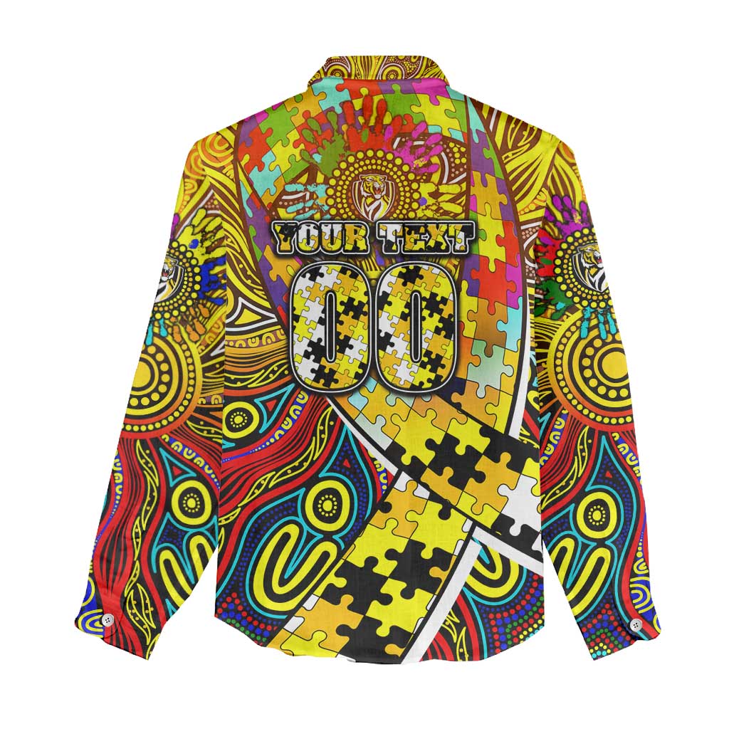 Autism Awareness Australia Richmond Tiger Women Casual Shirt Aboriginal Indigenous Art