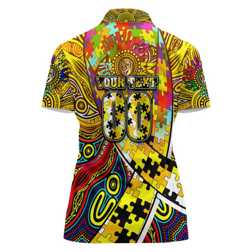 Autism Awareness Australia Richmond Tiger Women Polo Shirt Aboriginal Indigenous Art