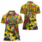 Autism Awareness Australia Richmond Tiger Women Polo Shirt Aboriginal Indigenous Art