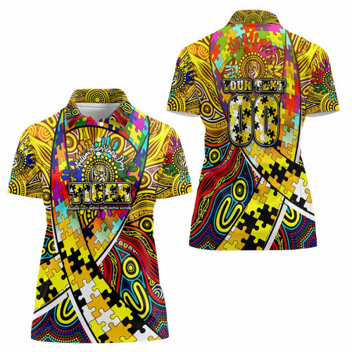 Autism Awareness Australia Richmond Tiger Women Polo Shirt Aboriginal Indigenous Art