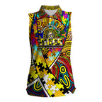 Autism Awareness Australia Richmond Tiger Women Sleeveless Polo Shirt Aboriginal Indigenous Art