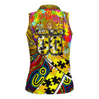Autism Awareness Australia Richmond Tiger Women Sleeveless Polo Shirt Aboriginal Indigenous Art