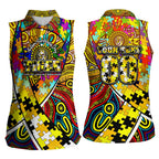 Autism Awareness Australia Richmond Tiger Women Sleeveless Polo Shirt Aboriginal Indigenous Art