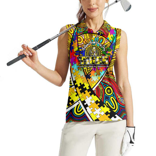 Autism Awareness Australia Richmond Tiger Women Sleeveless Polo Shirt Aboriginal Indigenous Art