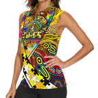 Autism Awareness Australia Richmond Tiger Women Sleeveless Polo Shirt Aboriginal Indigenous Art