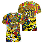Autism Awareness Australia Richmond Tiger Women V-Neck T-Shirt Aboriginal Indigenous Art