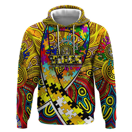 Autism Awareness Australia Richmond Tiger Zip Hoodie Aboriginal Indigenous Art