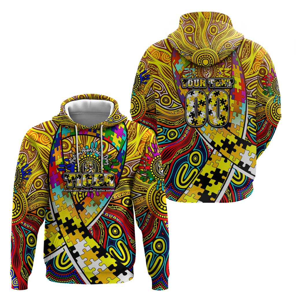 Autism Awareness Australia Richmond Tiger Zip Hoodie Aboriginal Indigenous Art