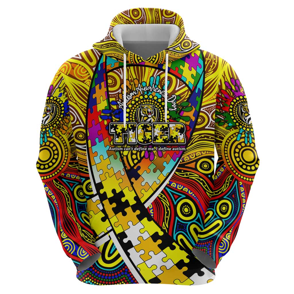 Autism Awareness Australia Richmond Tiger Zip Hoodie Aboriginal Indigenous Art