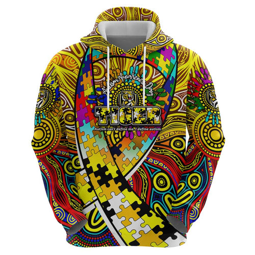 Autism Awareness Australia Richmond Tiger Zip Hoodie Aboriginal Indigenous Art