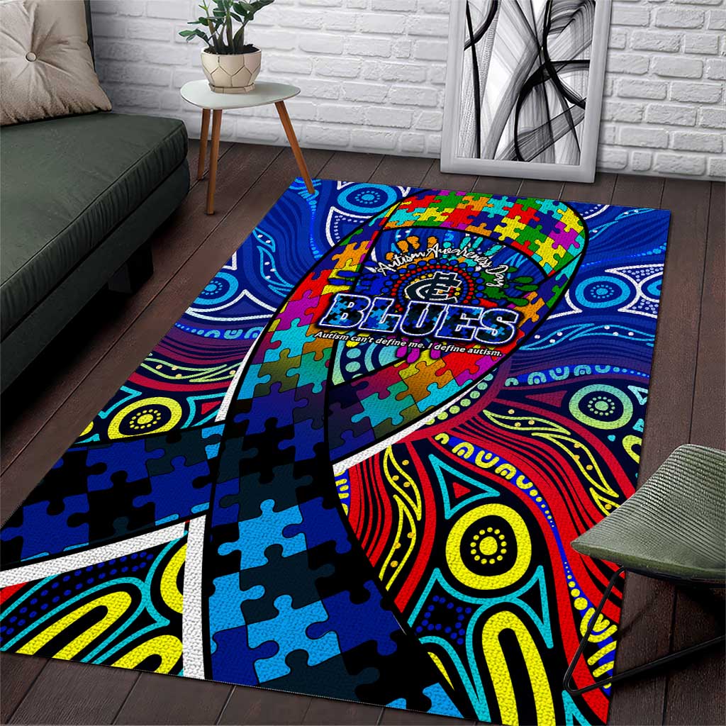 Autism Awareness Australia Carlton Blues Area Rug Aboriginal Indigenous Art