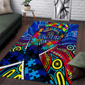 Autism Awareness Australia Carlton Blues Area Rug Aboriginal Indigenous Art