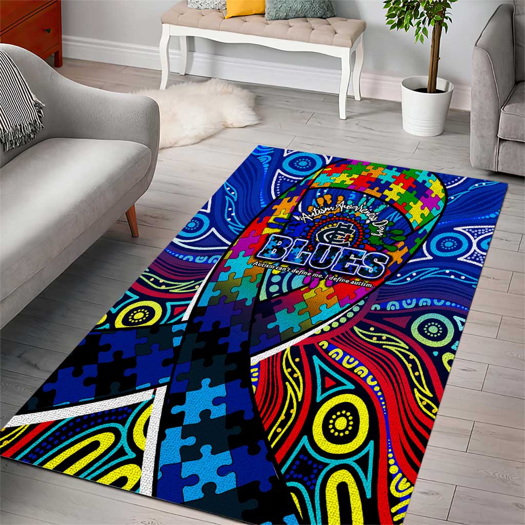 Autism Awareness Australia Carlton Blues Area Rug Aboriginal Indigenous Art