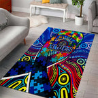 Autism Awareness Australia Carlton Blues Area Rug Aboriginal Indigenous Art