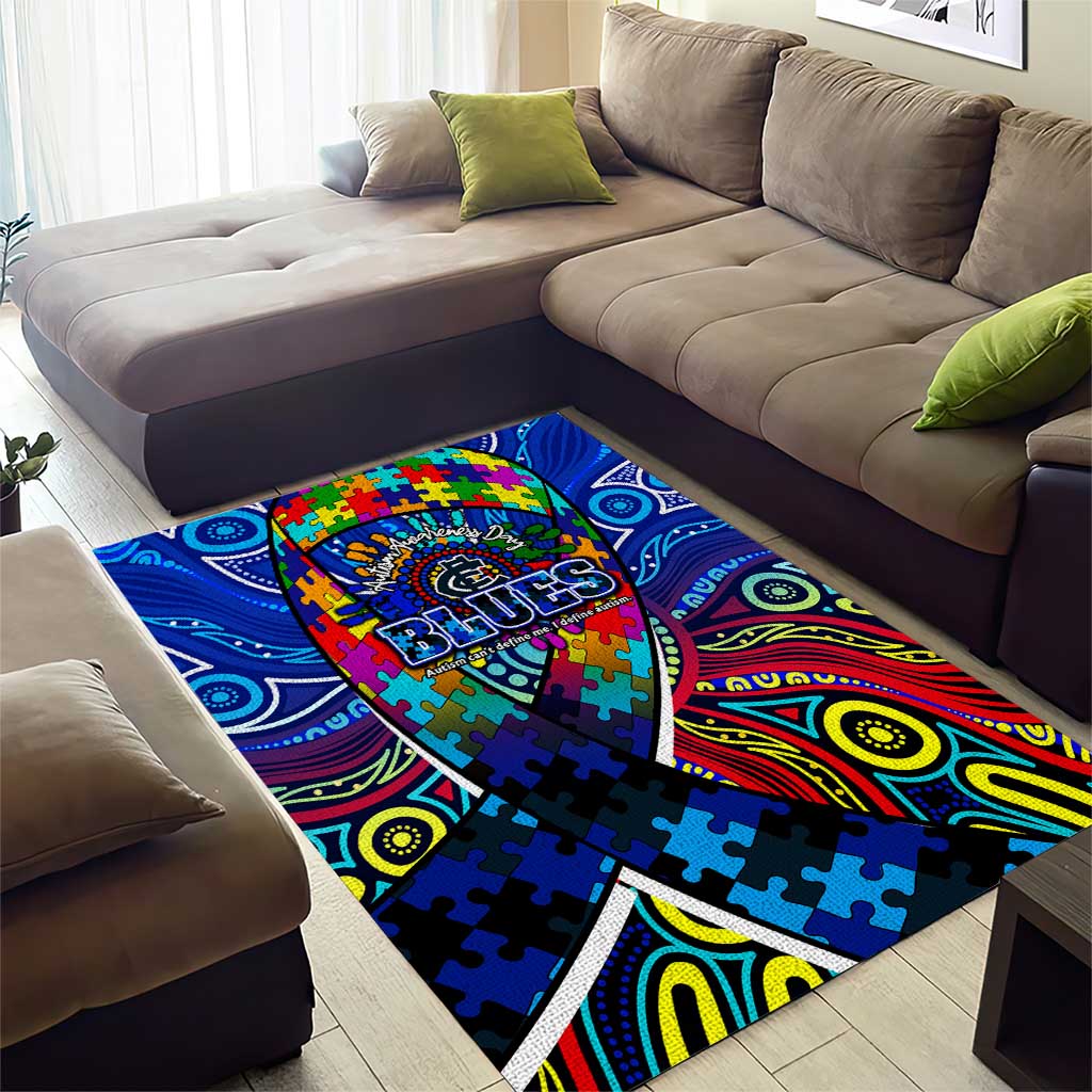 Autism Awareness Australia Carlton Blues Area Rug Aboriginal Indigenous Art