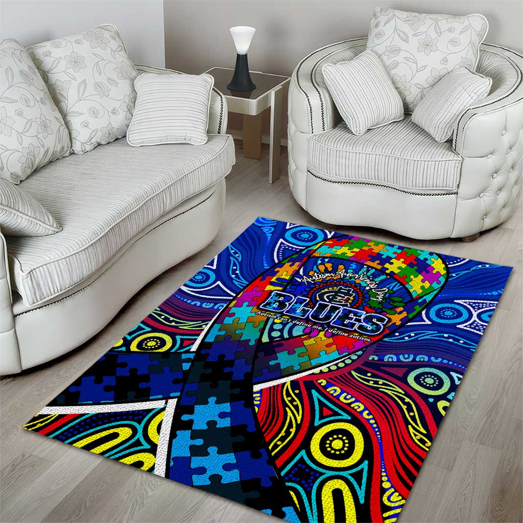 Autism Awareness Australia Carlton Blues Area Rug Aboriginal Indigenous Art