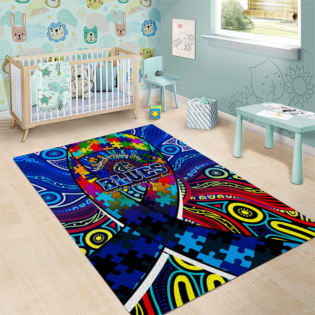 Autism Awareness Australia Carlton Blues Area Rug Aboriginal Indigenous Art