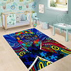 Autism Awareness Australia Carlton Blues Area Rug Aboriginal Indigenous Art