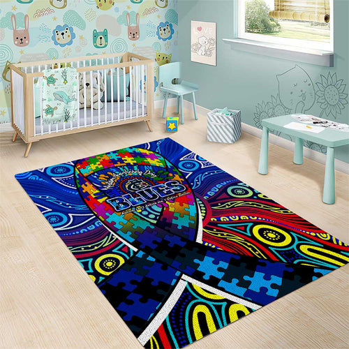 Autism Awareness Australia Carlton Blues Area Rug Aboriginal Indigenous Art