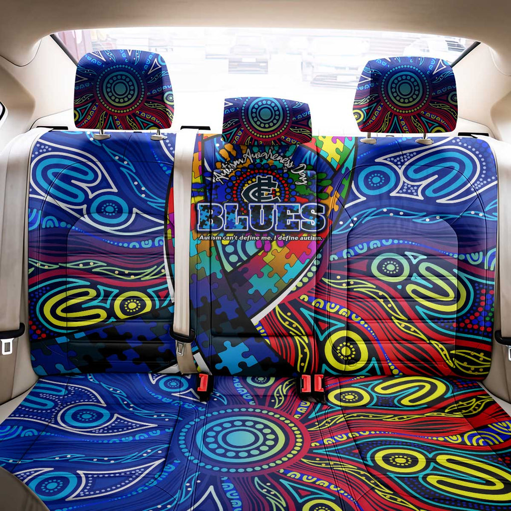 Autism Awareness Australia Carlton Blues Back Car Seat Cover Aboriginal Indigenous Art