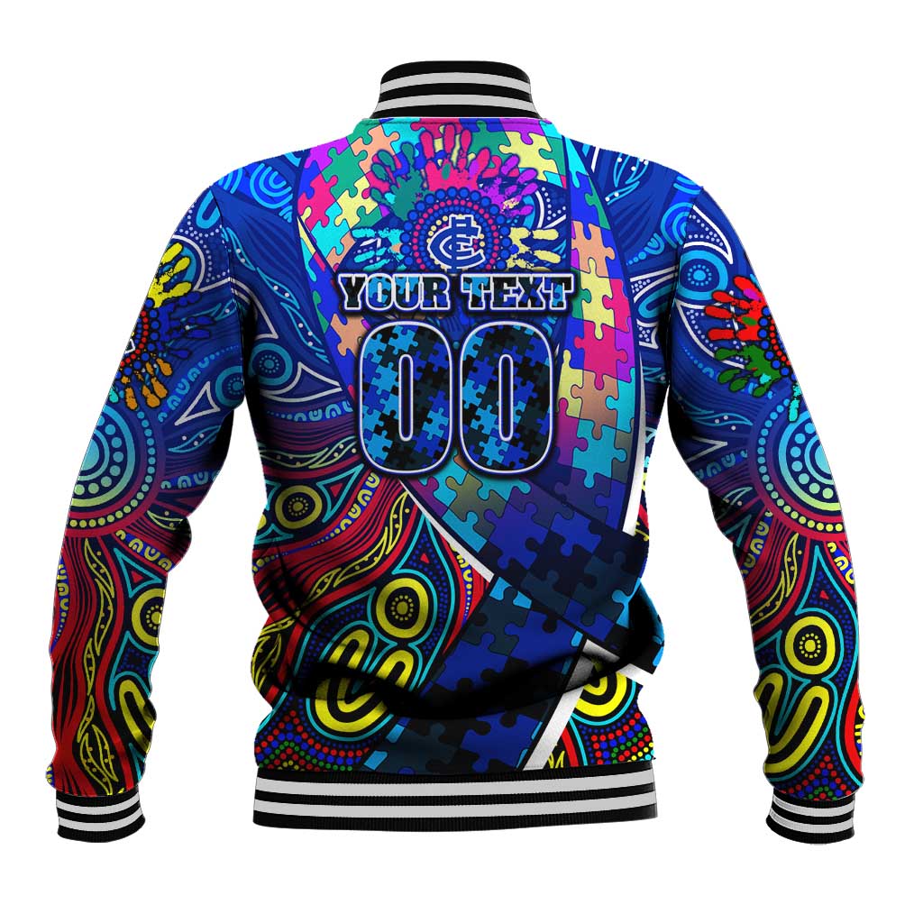 Autism Awareness Australia Carlton Blues Baseball Jacket Aboriginal Indigenous Art