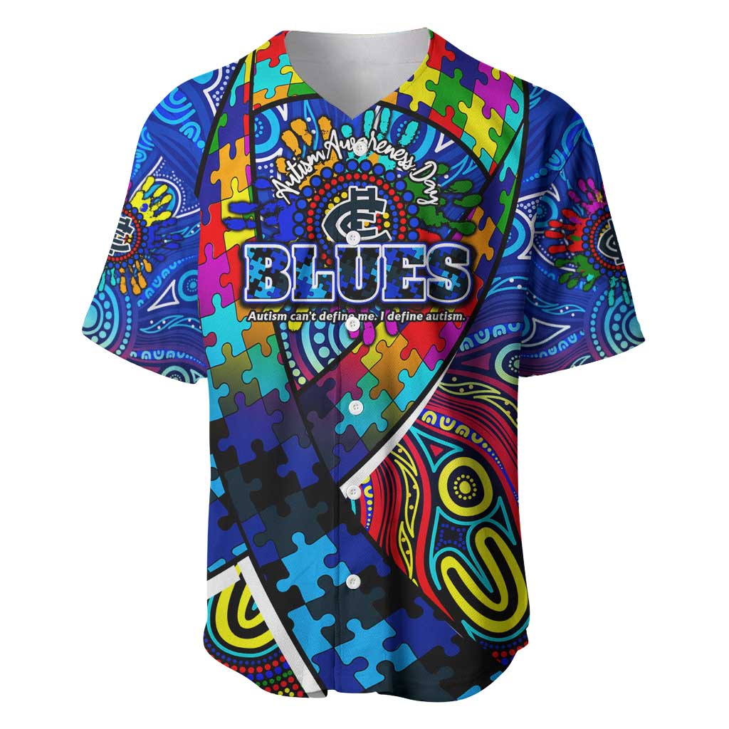 Autism Awareness Australia Carlton Blues Baseball Jersey Aboriginal Indigenous Art
