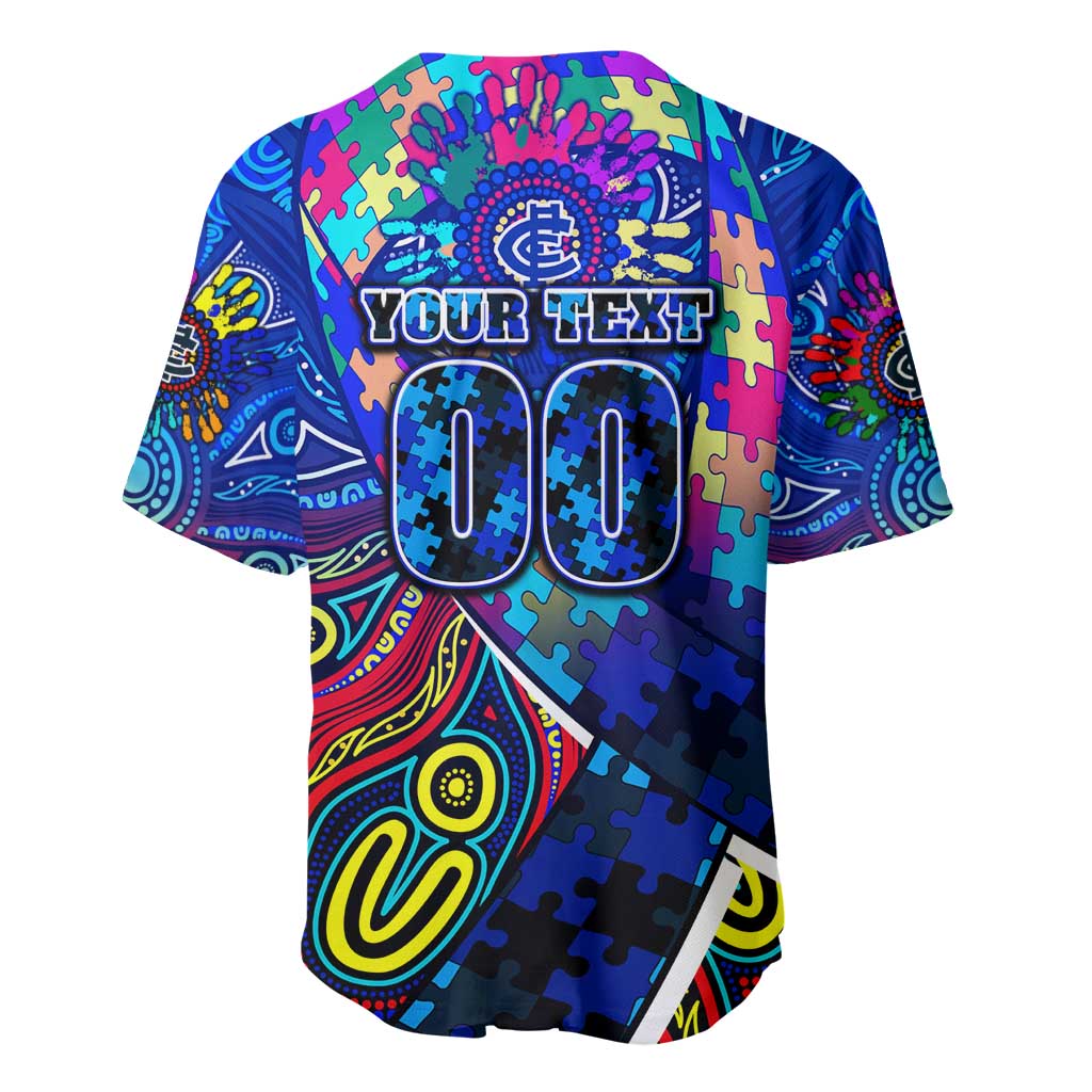 Autism Awareness Australia Carlton Blues Baseball Jersey Aboriginal Indigenous Art