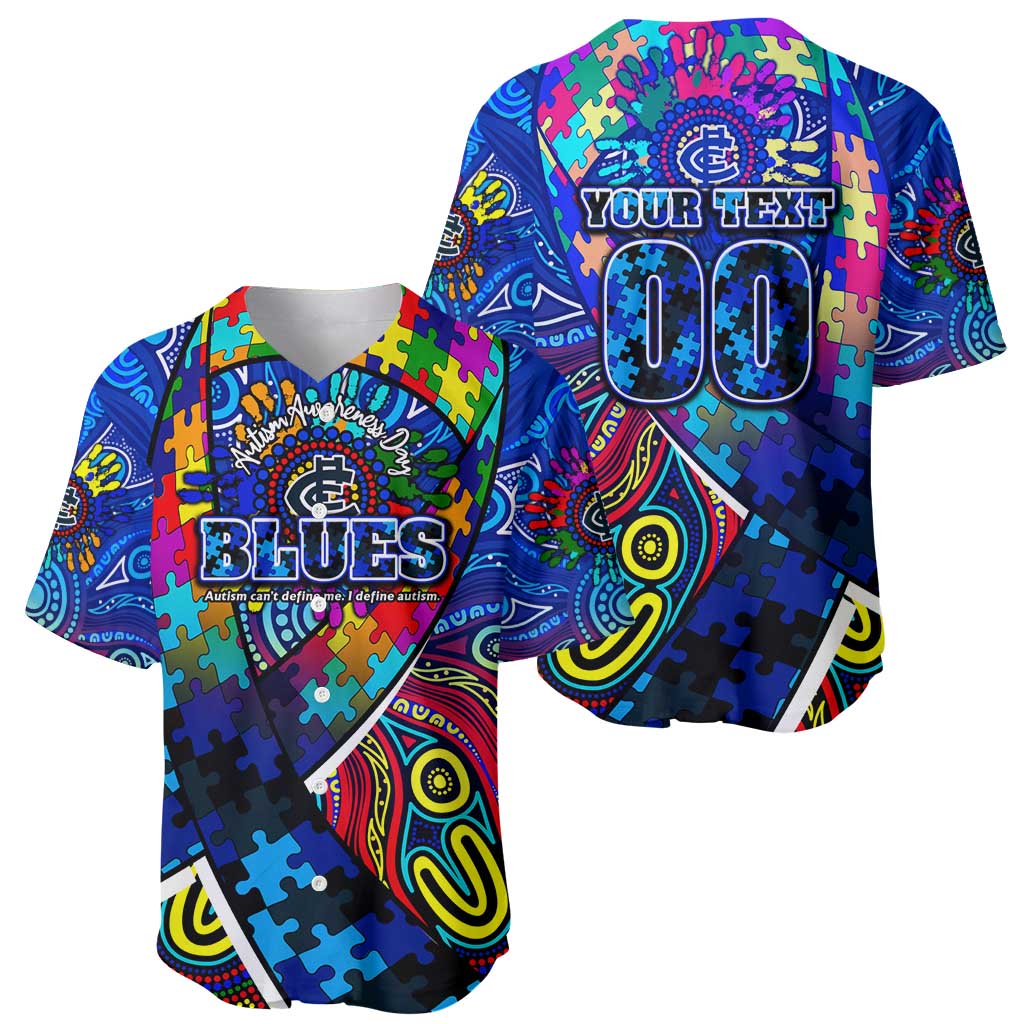 Autism Awareness Australia Carlton Blues Baseball Jersey Aboriginal Indigenous Art