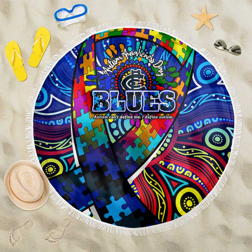 Autism Awareness Australia Carlton Blues Beach Blanket Aboriginal Indigenous Art