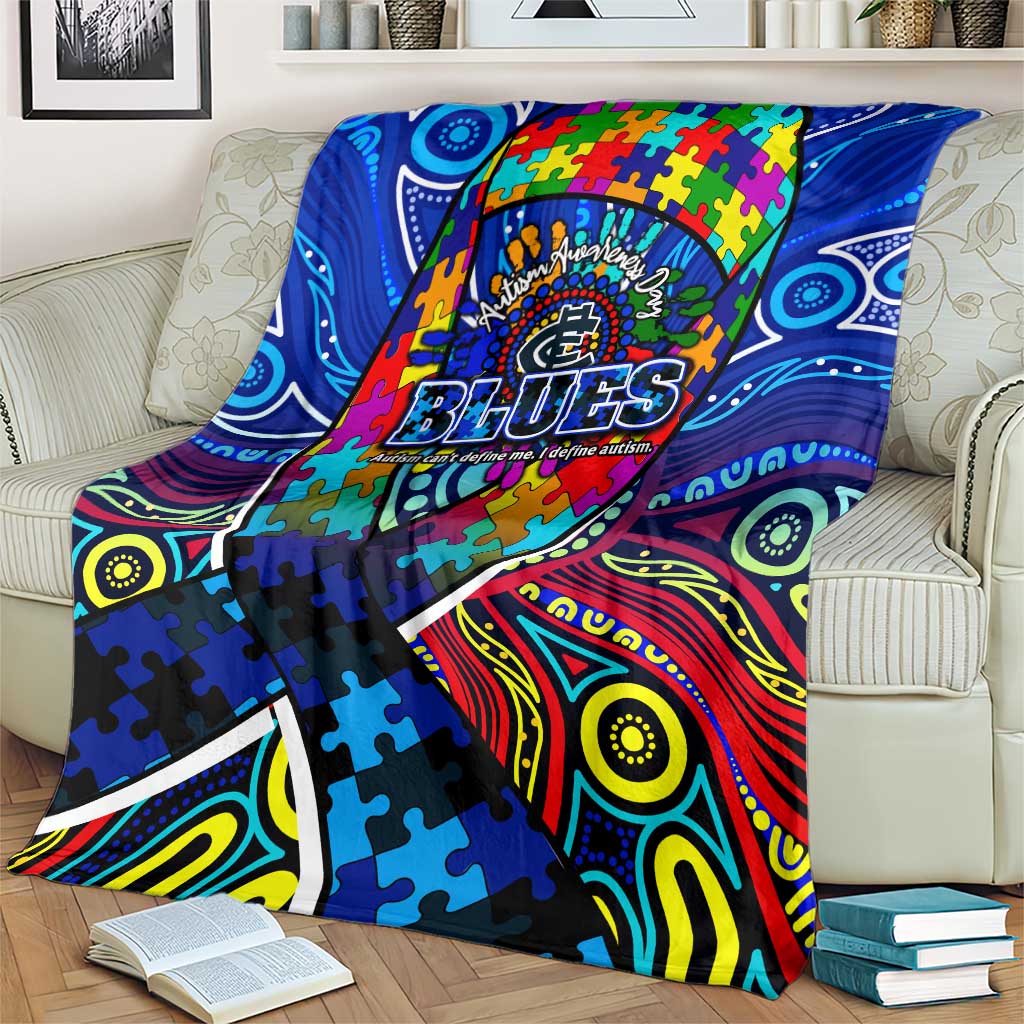 Autism Awareness Australia Carlton Blues Blanket Aboriginal Indigenous Art