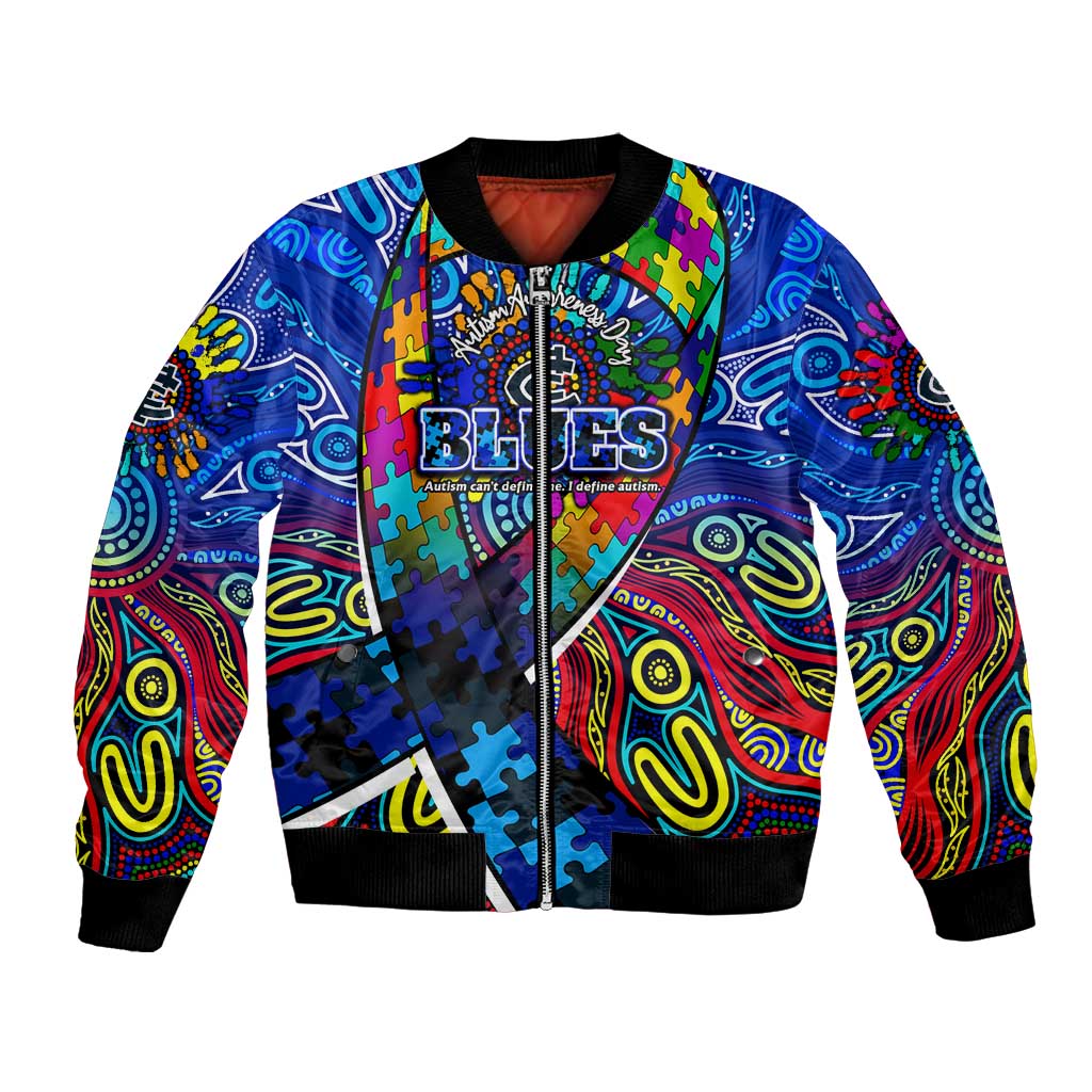 Autism Awareness Australia Carlton Blues Bomber Jacket Aboriginal Indigenous Art