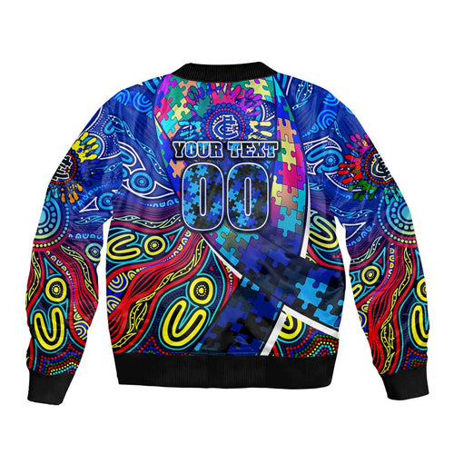 Autism Awareness Australia Carlton Blues Bomber Jacket Aboriginal Indigenous Art