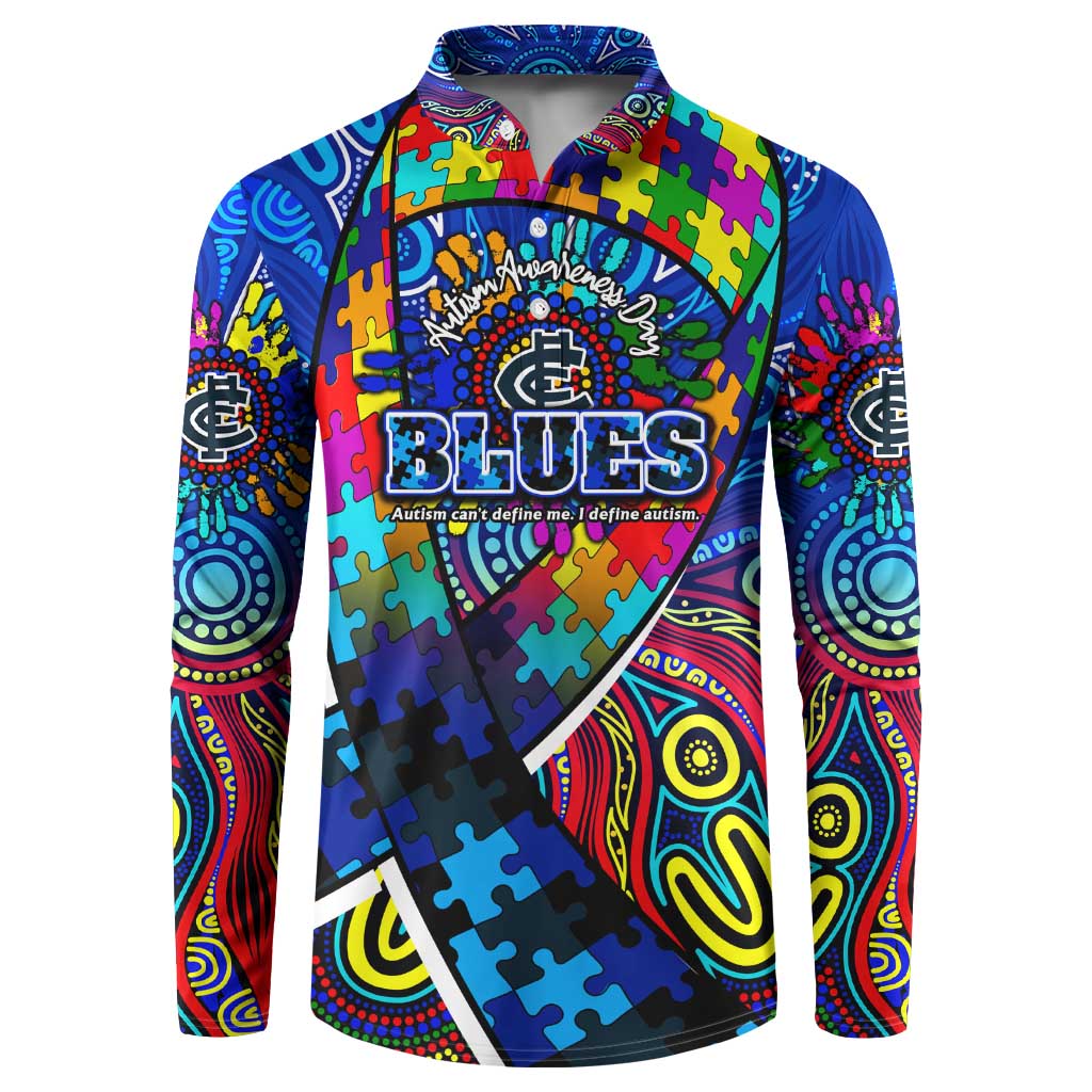 Autism Awareness Australia Carlton Blues Button Sweatshirt Aboriginal Indigenous Art