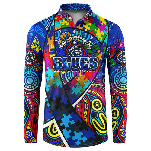 Autism Awareness Australia Carlton Blues Button Sweatshirt Aboriginal Indigenous Art