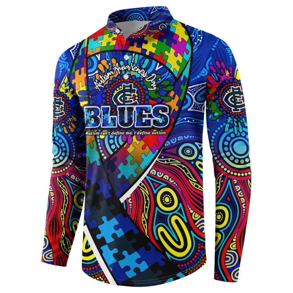 Autism Awareness Australia Carlton Blues Button Sweatshirt Aboriginal Indigenous Art