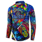 Autism Awareness Australia Carlton Blues Button Sweatshirt Aboriginal Indigenous Art