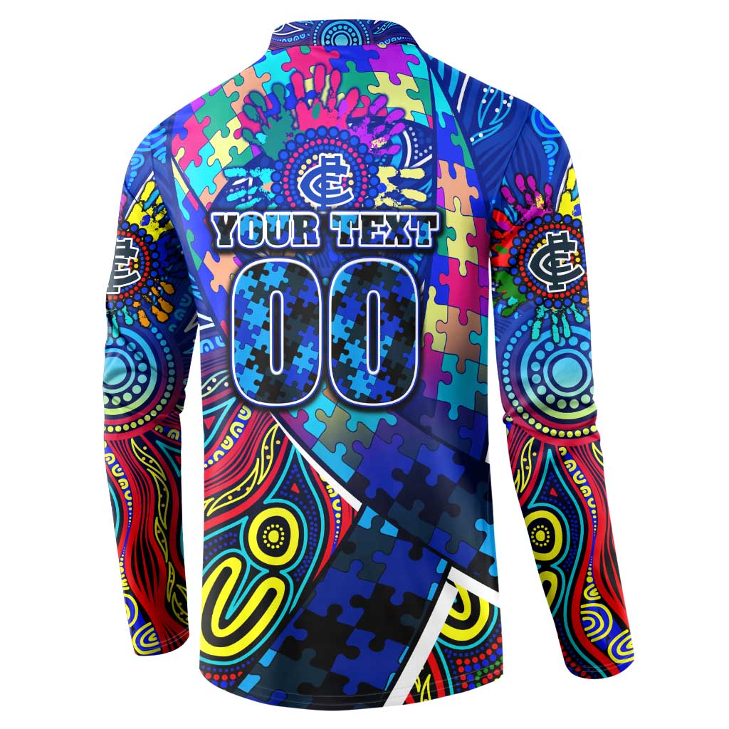 Autism Awareness Australia Carlton Blues Button Sweatshirt Aboriginal Indigenous Art