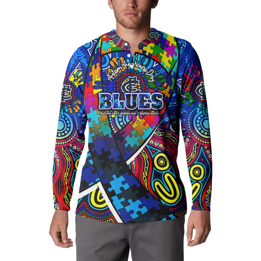 Autism Awareness Australia Carlton Blues Button Sweatshirt Aboriginal Indigenous Art